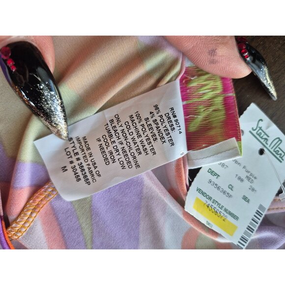 Colorful Retro Swirl Bell Sleeve Dress By Ivy Lane - Size M - Picture 5 of 5